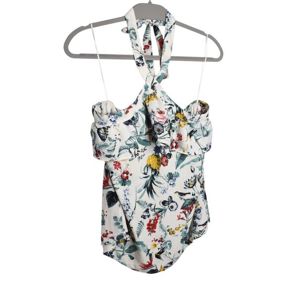 Floral Halter Top Banana Republic M Multicolor 100% Polyester Womens Summer Boho - Picture 3 of 7